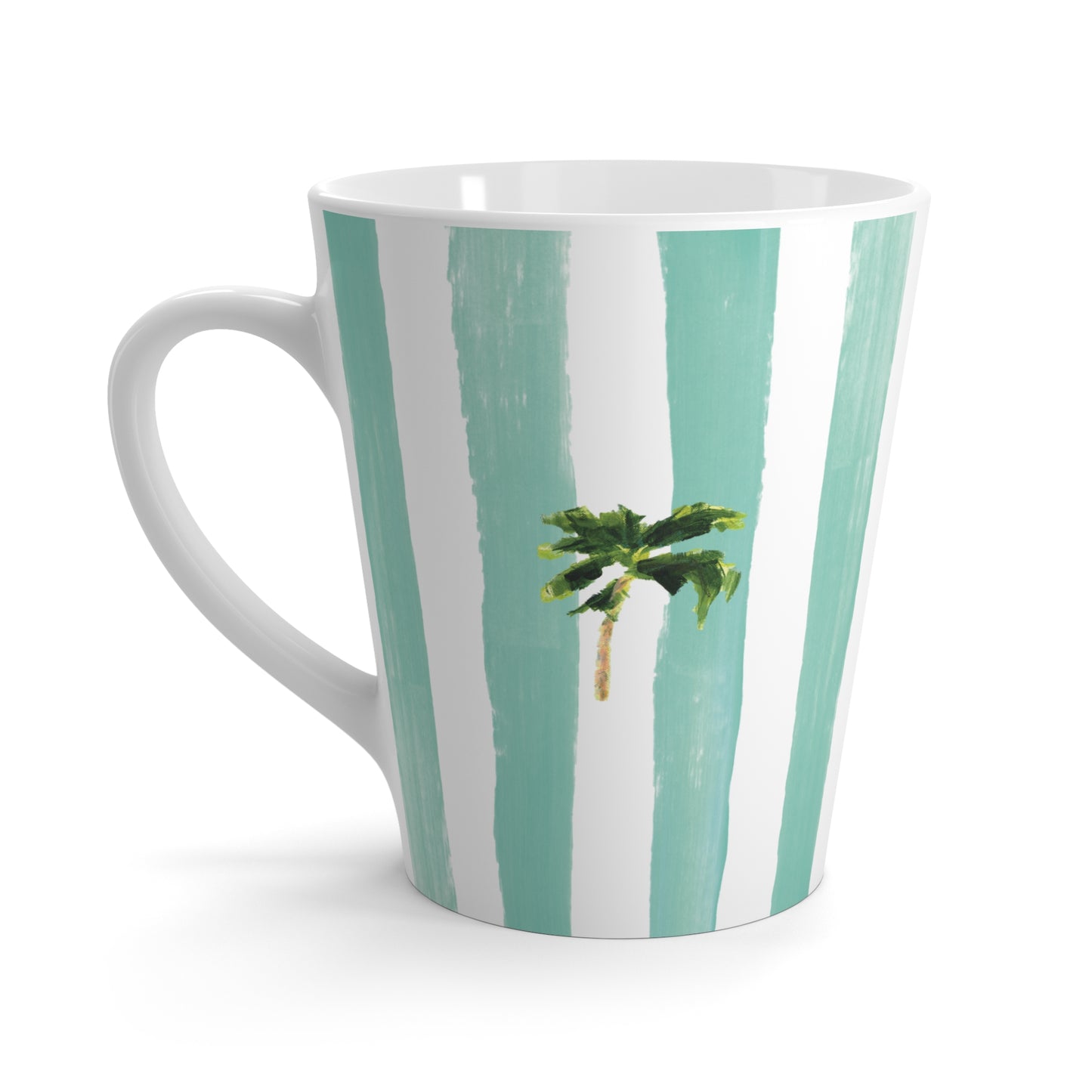 Ceramic latte mug with rounded corners and handle—12oz of comfort for your coffee routine.