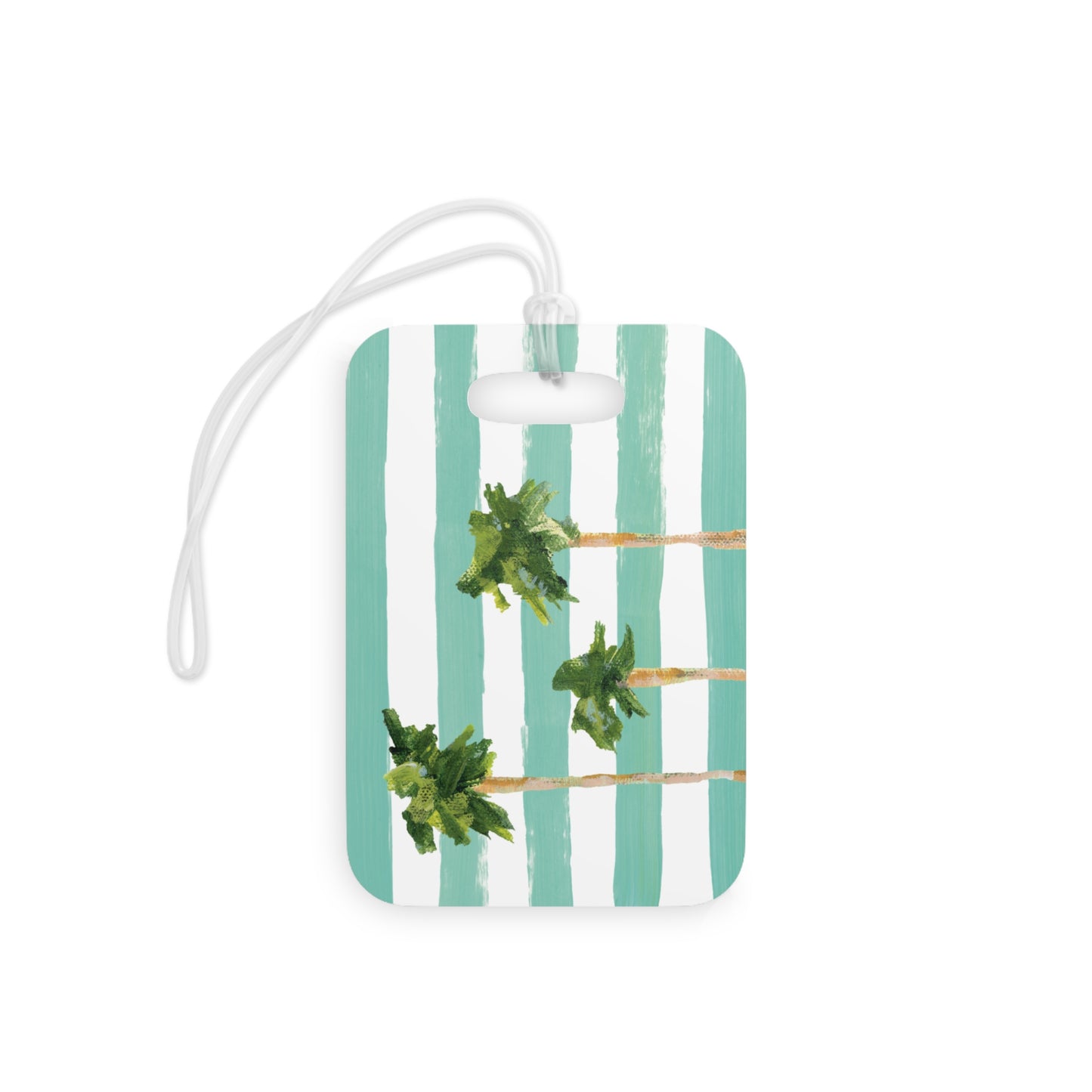 Coastal luggage tag in rectangle, 4” size with double-sided print—coastal style for easy bag spotting.