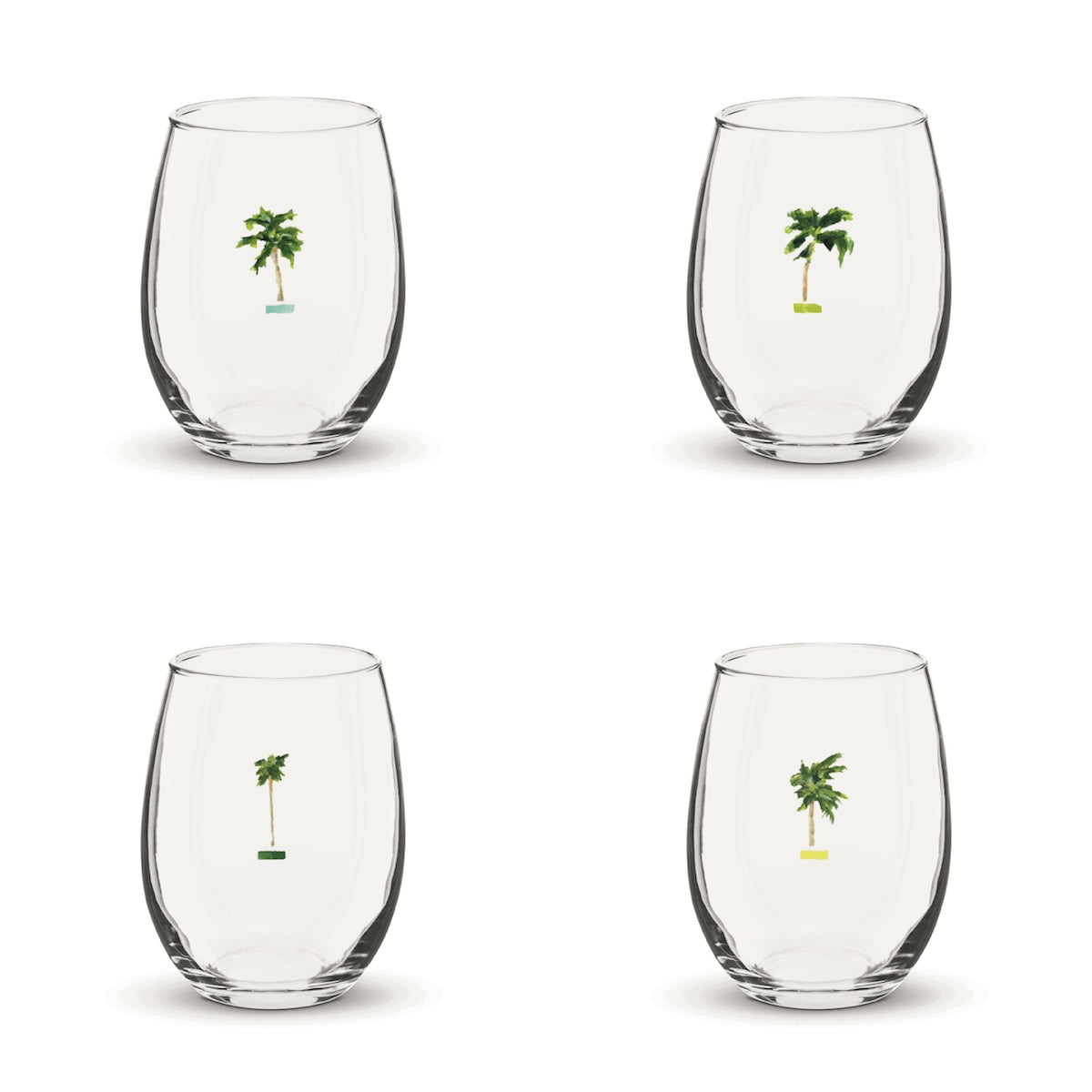 Stemless Wine Glass Set Palm Tree Summer – Barefoot Living®