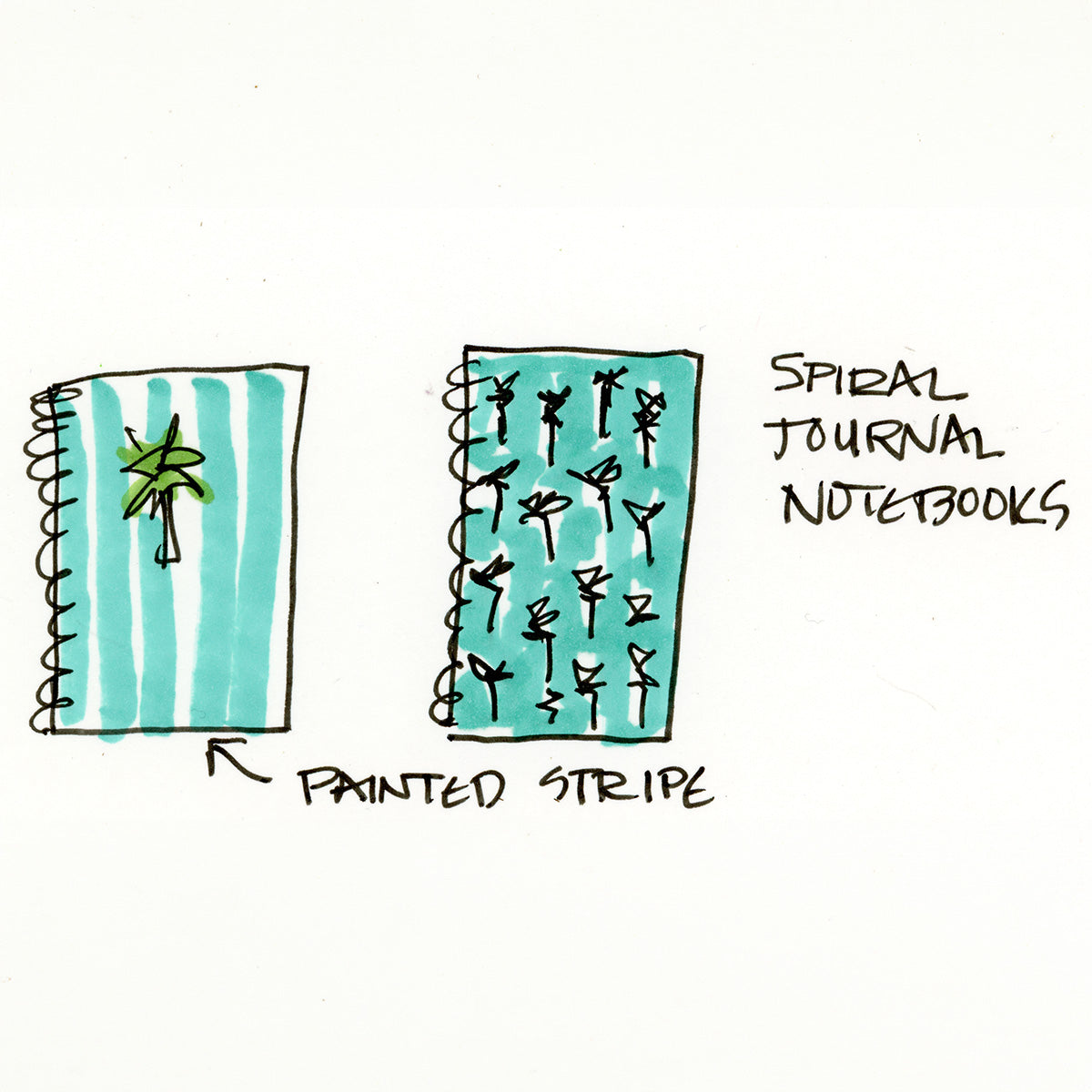 Spiral notebook with ruled pages, 6x8 size, and coastal cover—perfect for journaling, planning, or beachy daydreams. Sketch by Pamela Wingard Fine Art.