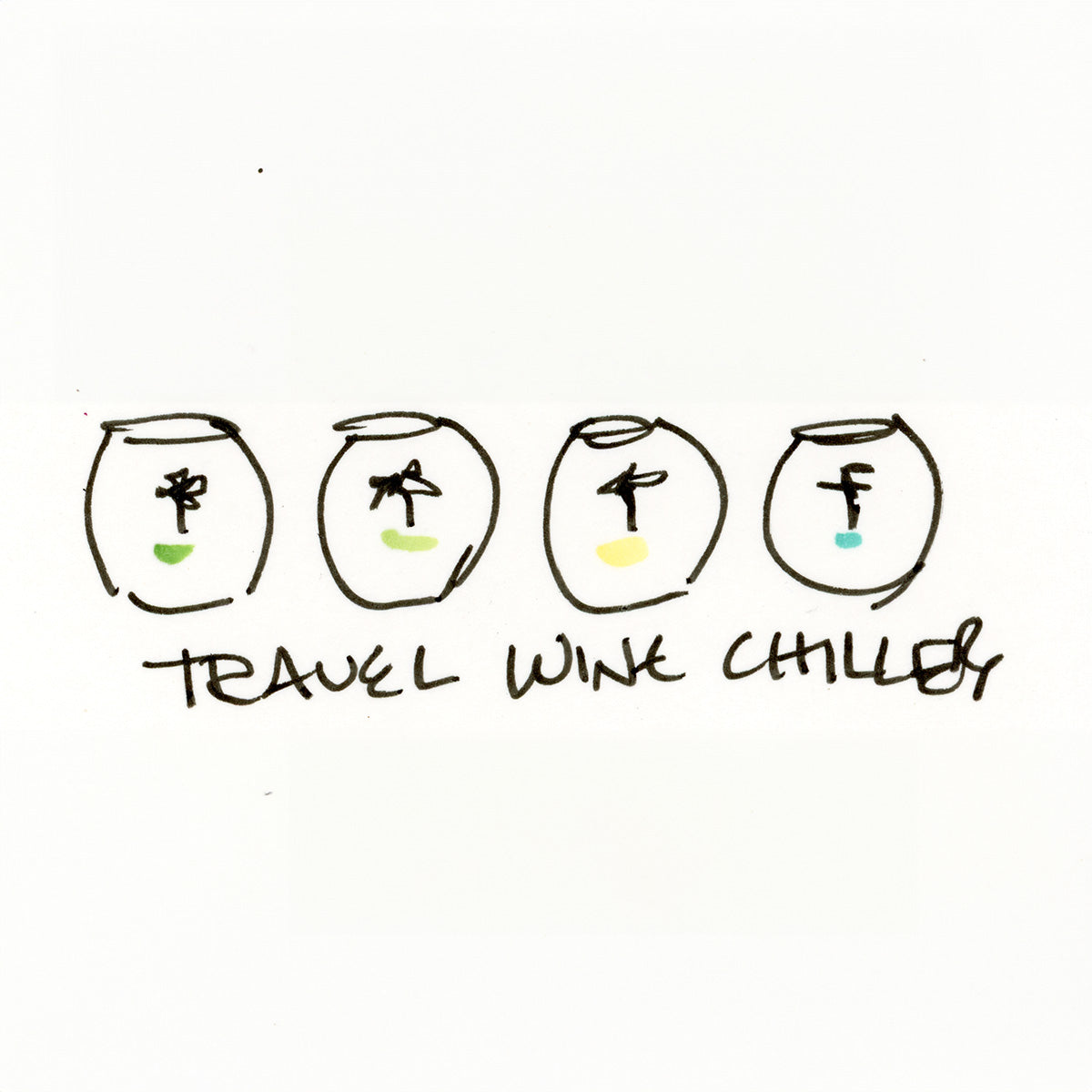 Coastal wine tumbler with double-wall insulation and slide-top lid—keeps drinks cold for 12 hours with coastal charm. Sketch by Pamela Wingard Fine Art.
