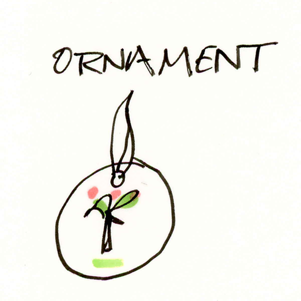 Coastal painted ornaments as part of a holiday prints and products collection. Sketch by Pamela Wingard Fine Art.