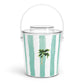 Ice bucket with tongs made from clear Lucite acrylic. Coastal design with removable lid for easy entertaining.
