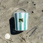 Ice bucket with tongs made from clear Lucite acrylic. Coastal design with removable lid for easy entertaining.