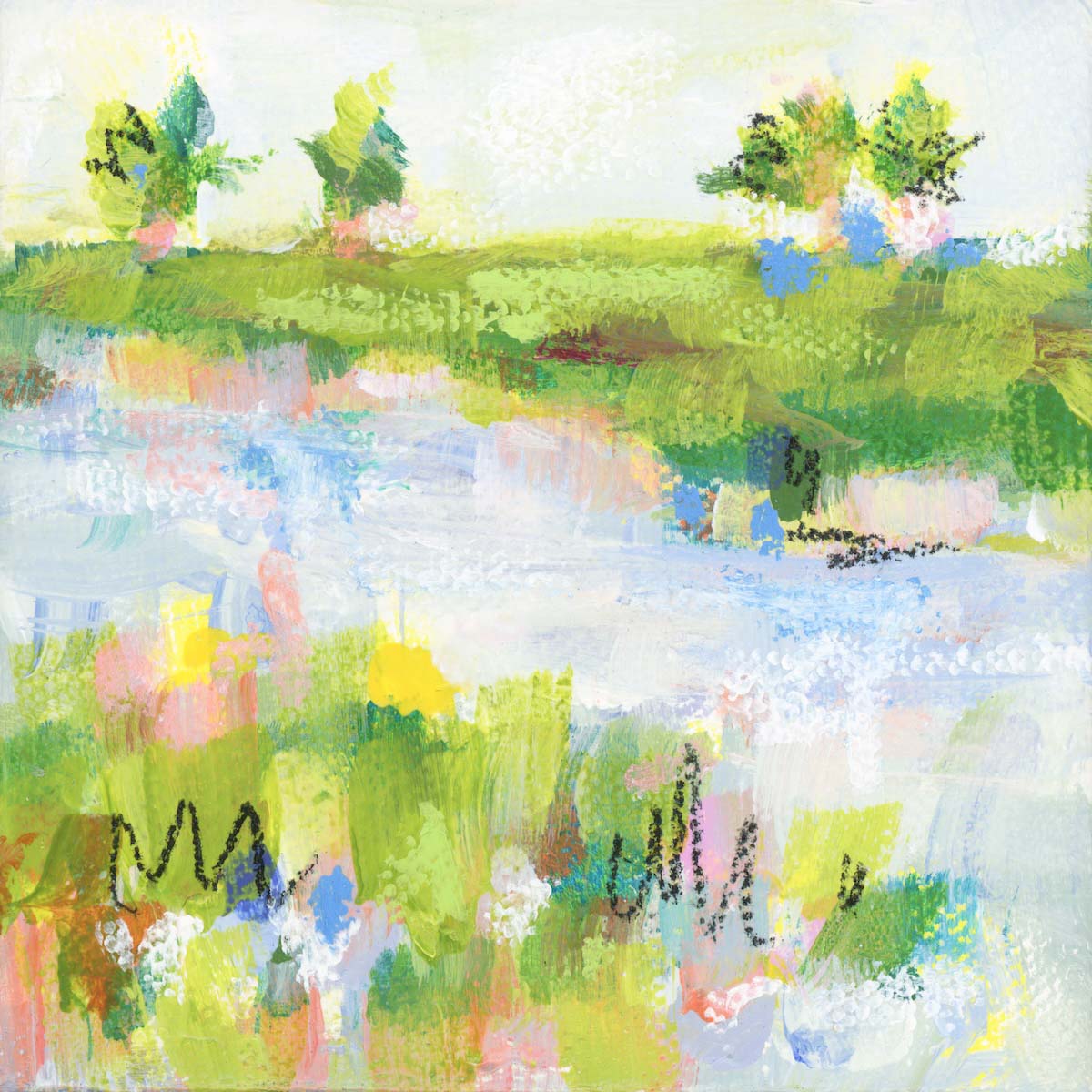 Original Art Christmas Ornament – 4x4 hand-painted canvas and ribbon, perfect for a coastal-inspired holiday.