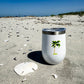 Coastal wine tumbler with double-wall insulation and slide-top lid—keeps drinks cold for 12 hours with coastal charm.
