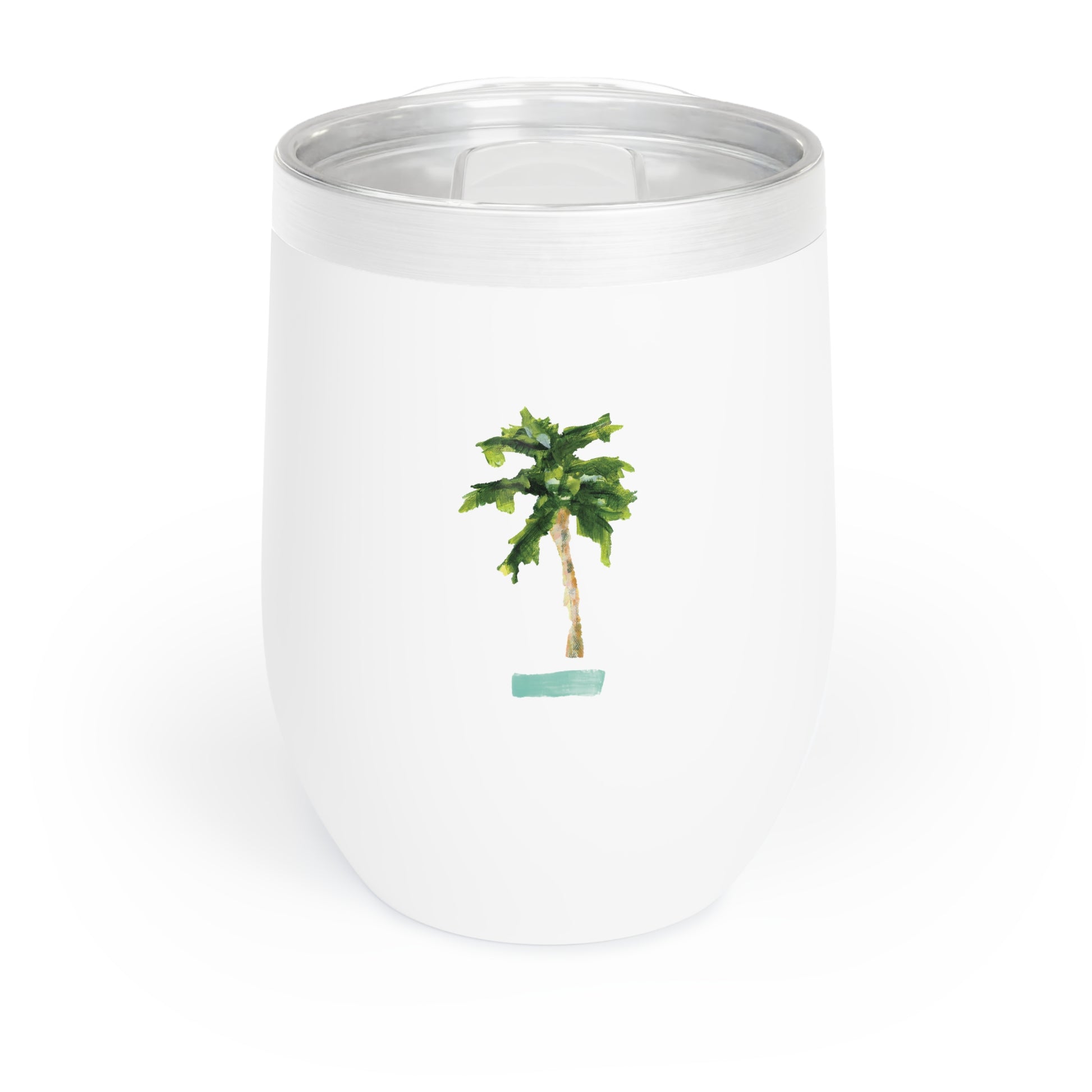 Coastal wine tumbler with double-wall insulation and slide-top lid—keeps drinks cold for 12 hours with coastal charm.