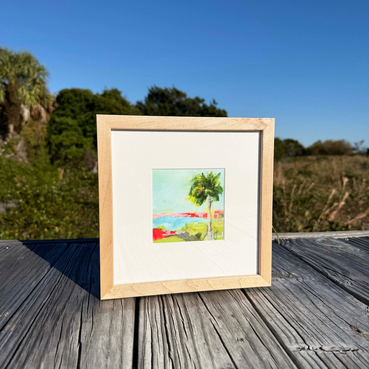 Coastal abstract framed fine art giclée print by Pamela Wingard.