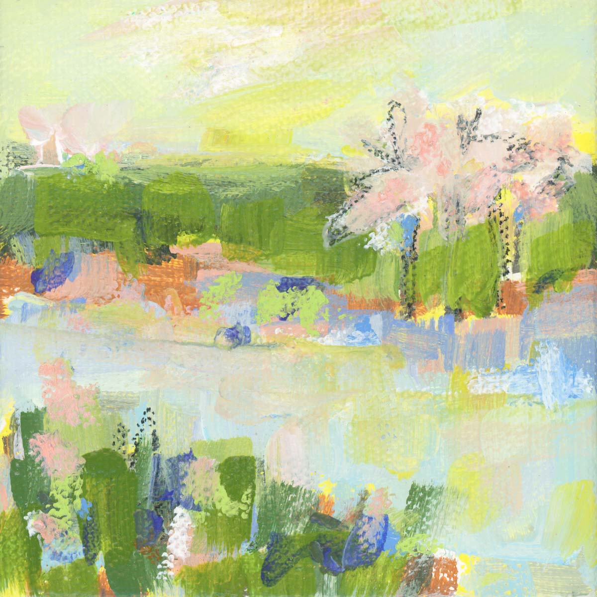 Original Art Christmas Ornament – 4x4 hand-painted canvas and ribbon, perfect for a coastal-inspired holiday.