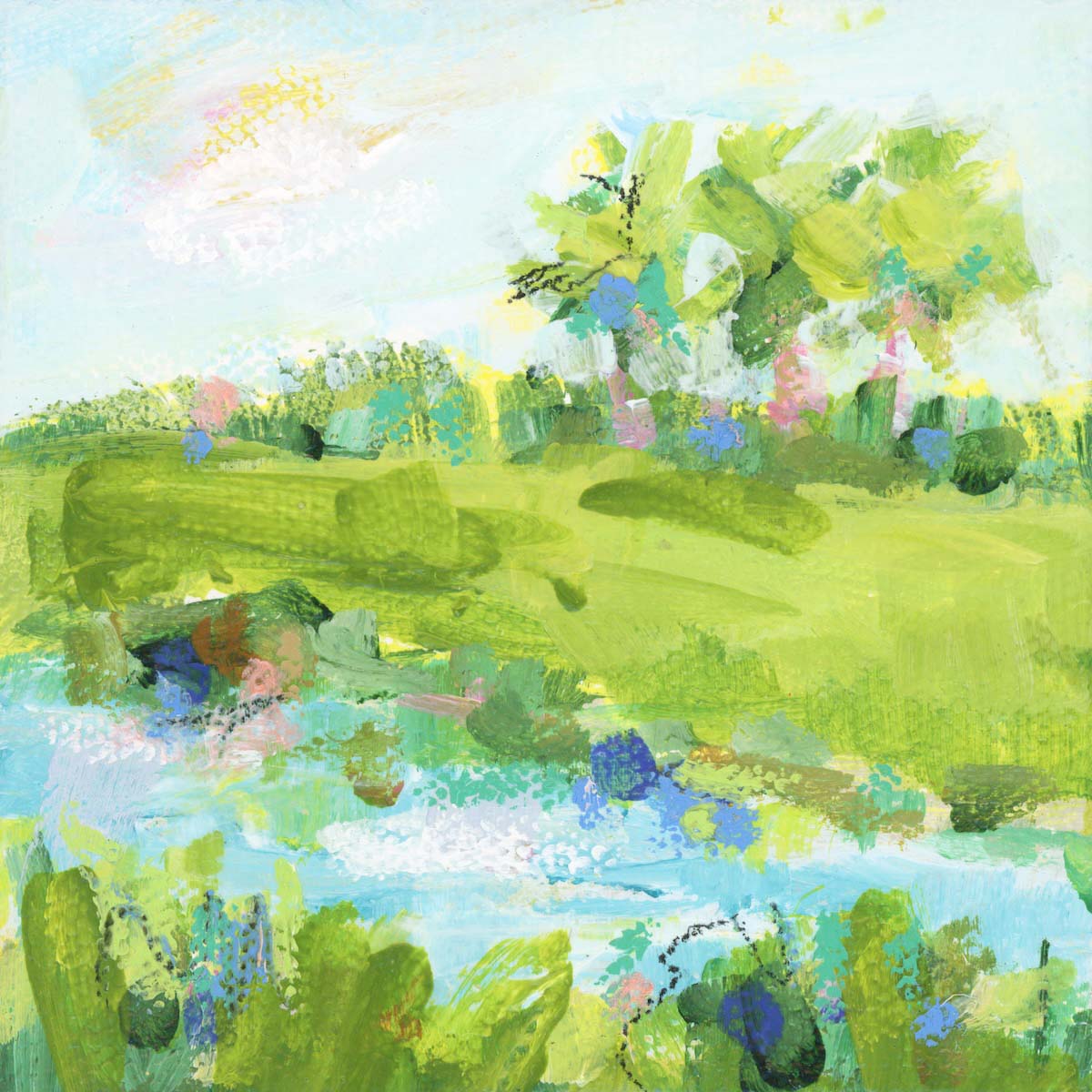 Original Art Christmas Ornament – 4x4 hand-painted canvas and ribbon, perfect for a coastal-inspired holiday.