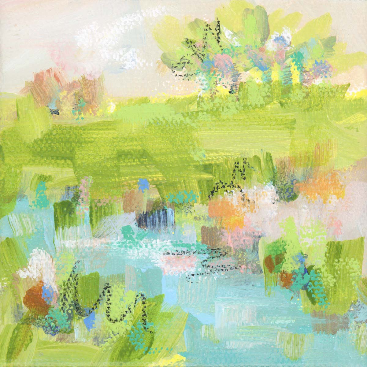 Original Art Christmas Ornament – 4x4 hand-painted canvas and ribbon, perfect for a coastal-inspired holiday.