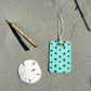 Coastal luggage tag in rectangle, 4” size with double-sided print—coastal style for easy bag spotting.