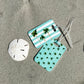 Coastal luggage tag in rectangle, 4” size with double-sided print—coastal style for easy bag spotting.