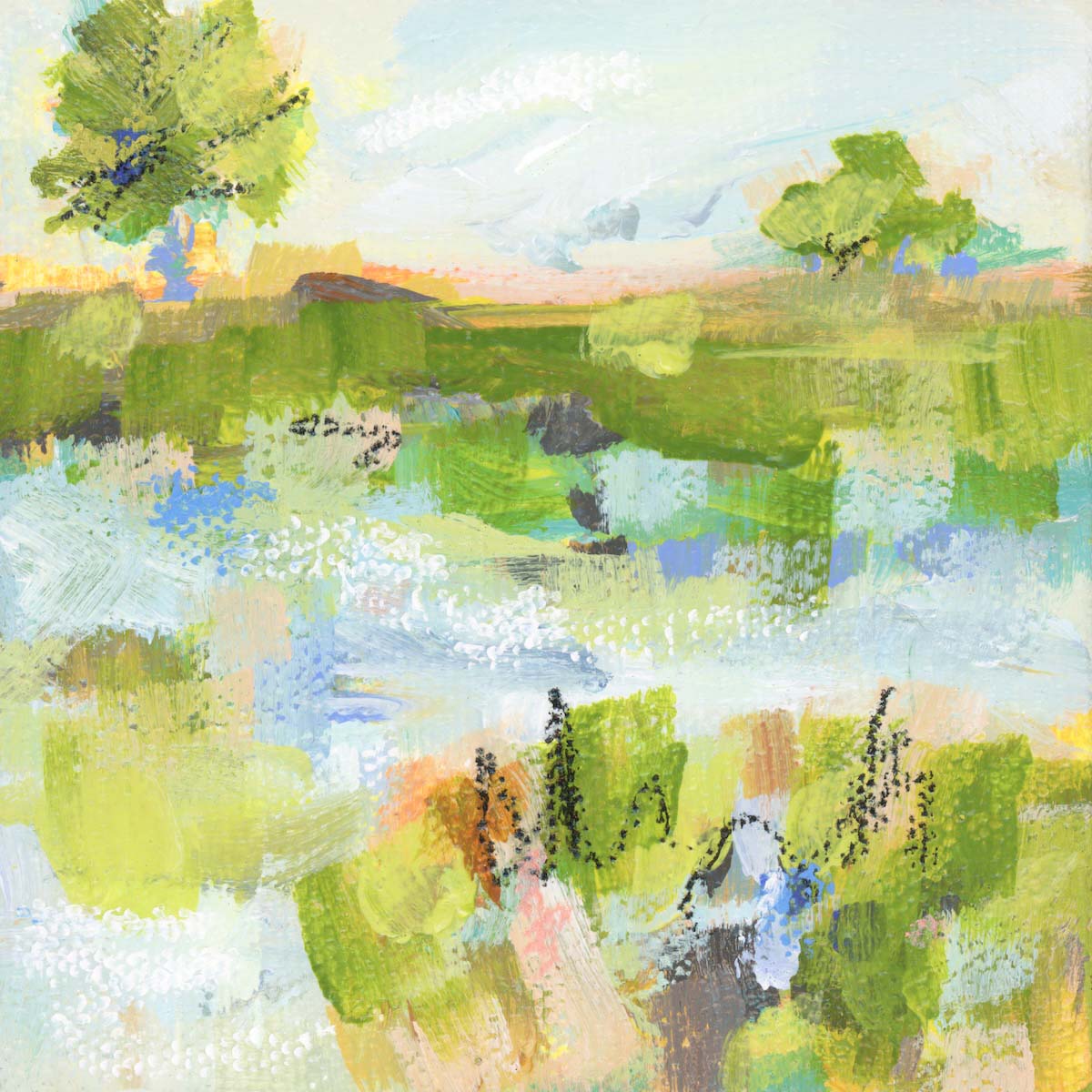 Original Art Christmas Ornament – 4x4 hand-painted canvas and ribbon, perfect for a coastal-inspired holiday.