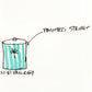 Ice bucket with tongs made from clear Lucite acrylic. Coastal design with removable lid for easy entertaining. Sketch by Pamela Wingard Fine Art.