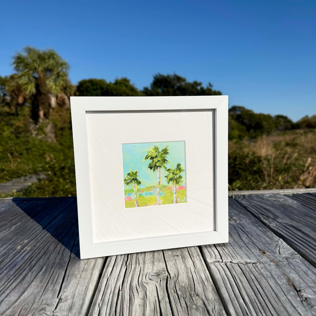 Coastal abstract framed fine art giclée print by Pamela Wingard.