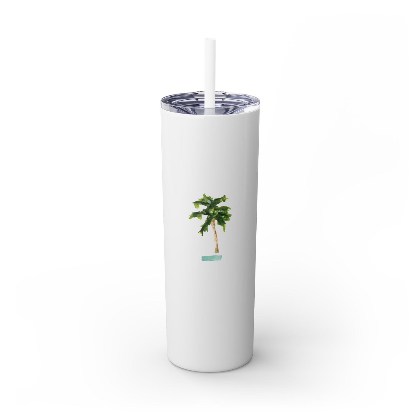 Skinny Tumbler with Straw Palm Tree Summer