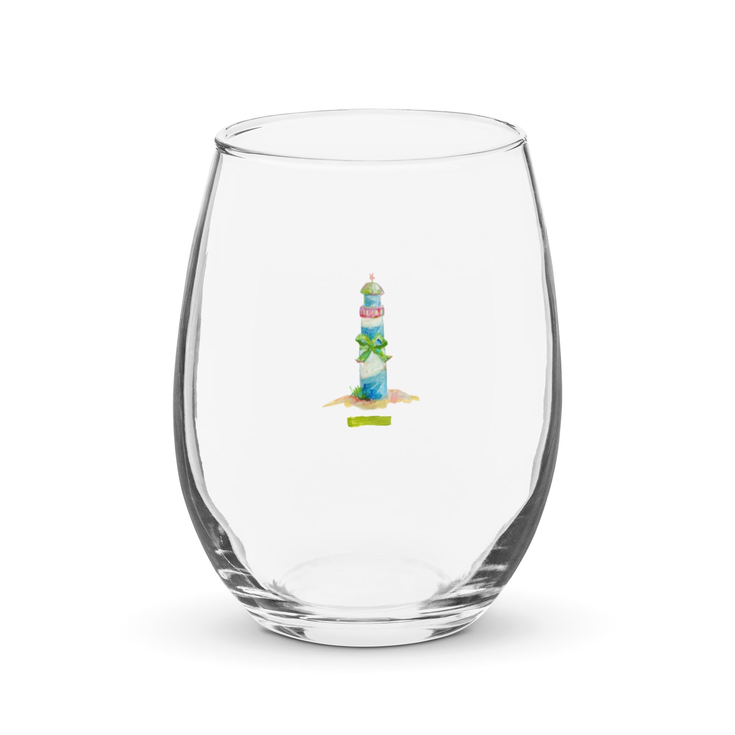 Coastal stemless wine glass holds 15 oz—coastal coastal design. Coastal Christmas wine glass.