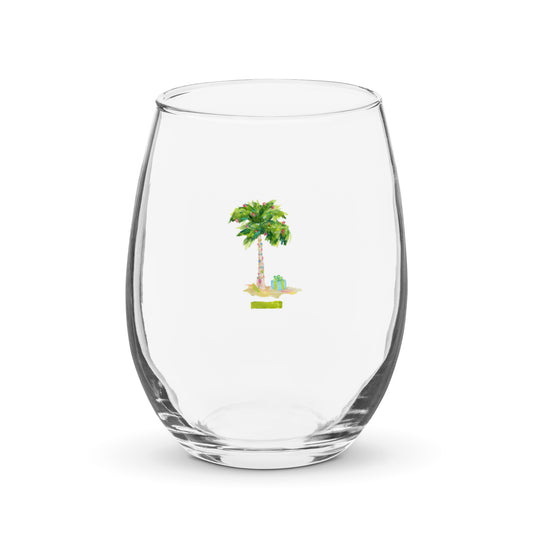 Coastal stemless wine glass holds 15 oz—coastal coastal design. Coastal Christmas wine glass.