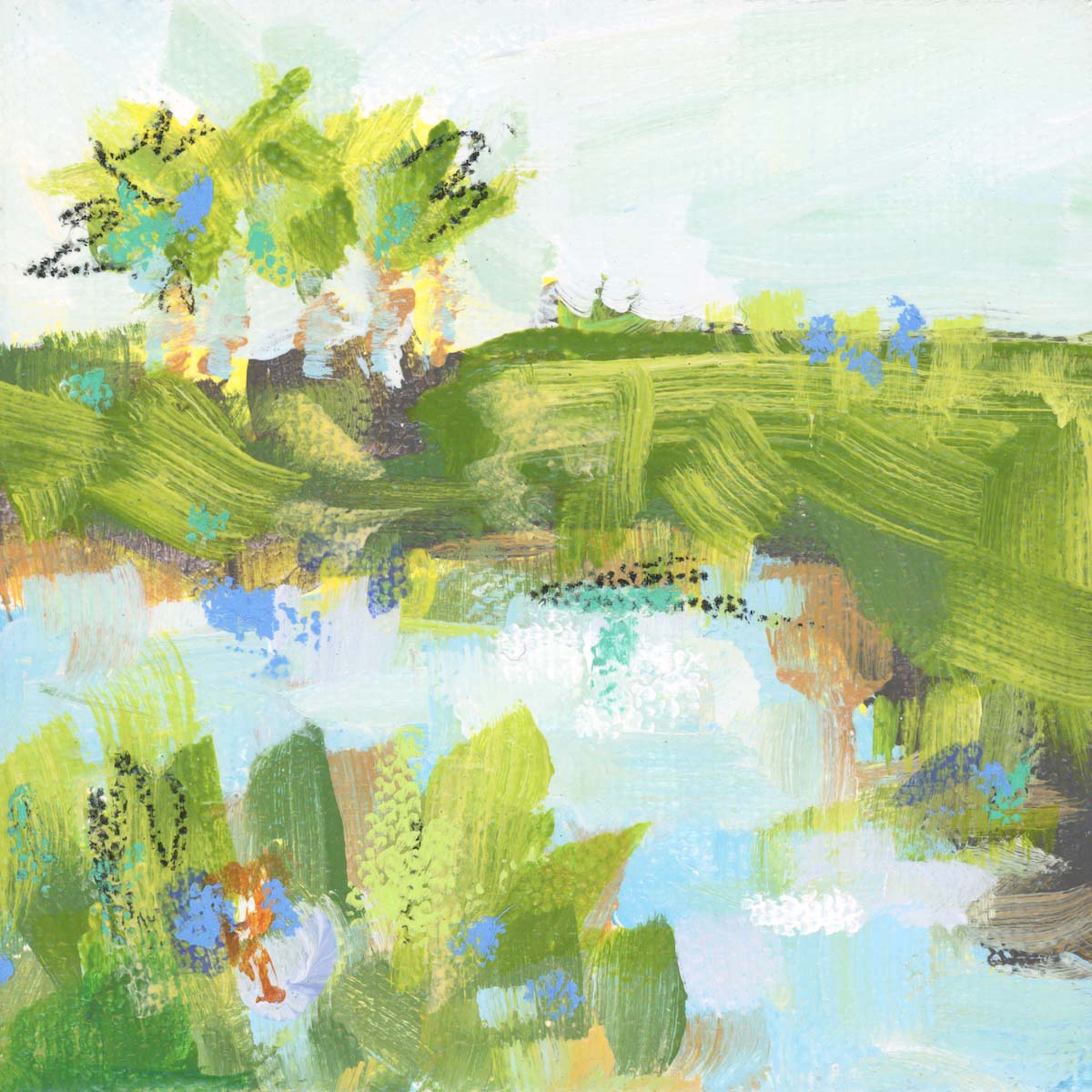 Original Art Christmas Ornament – 4x4 hand-painted canvas and ribbon, perfect for a coastal-inspired holiday.